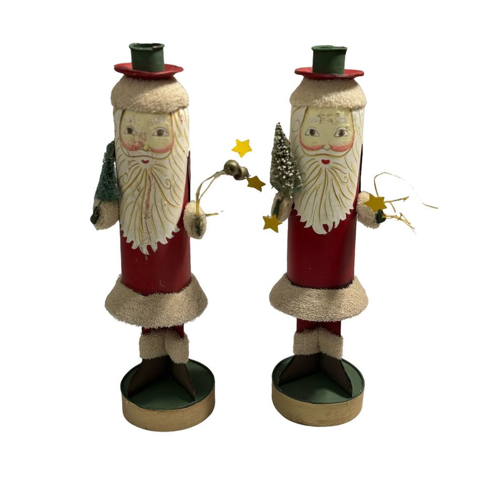 Silvestri Santa Clause St Nick Metal Whimsical Taper Candlesticks